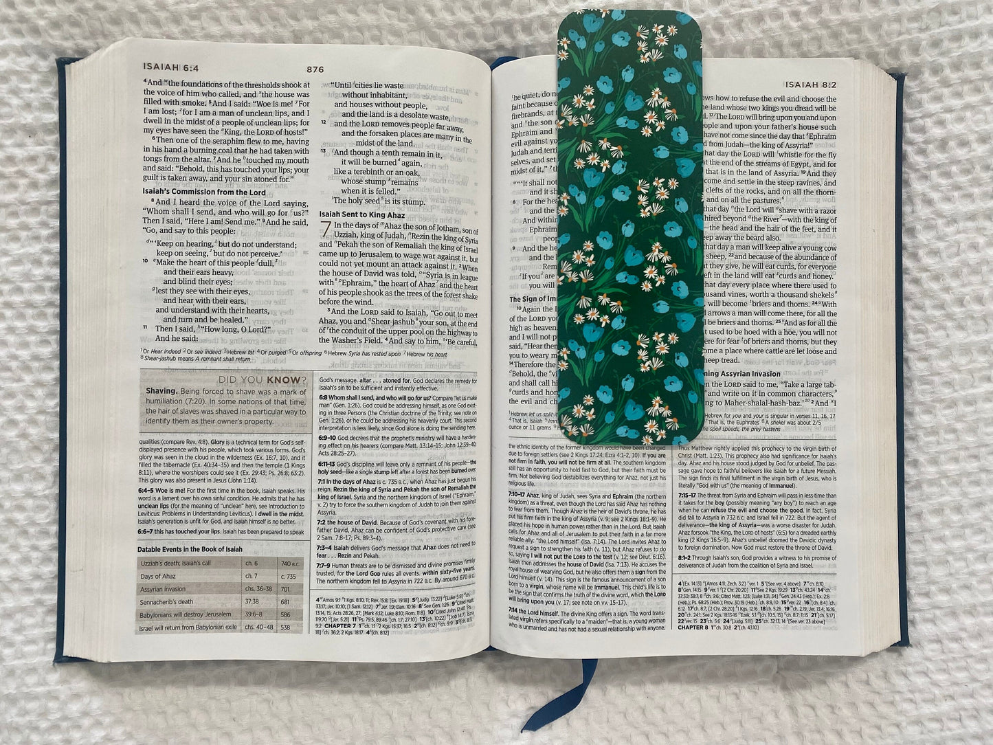 Floral Bookmark | Blue and Green Flower Bookmark | Cute Bookmark | Gift for Reader