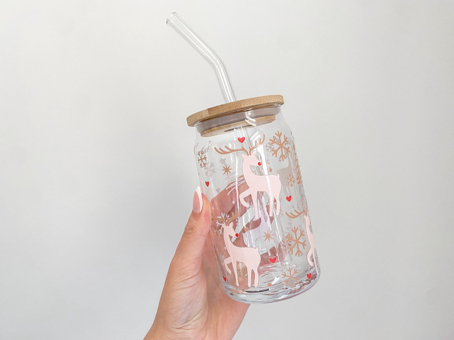 Glass Drinking Cup 16 Oz Glass Mason Jar Ice Coffee Mug with
